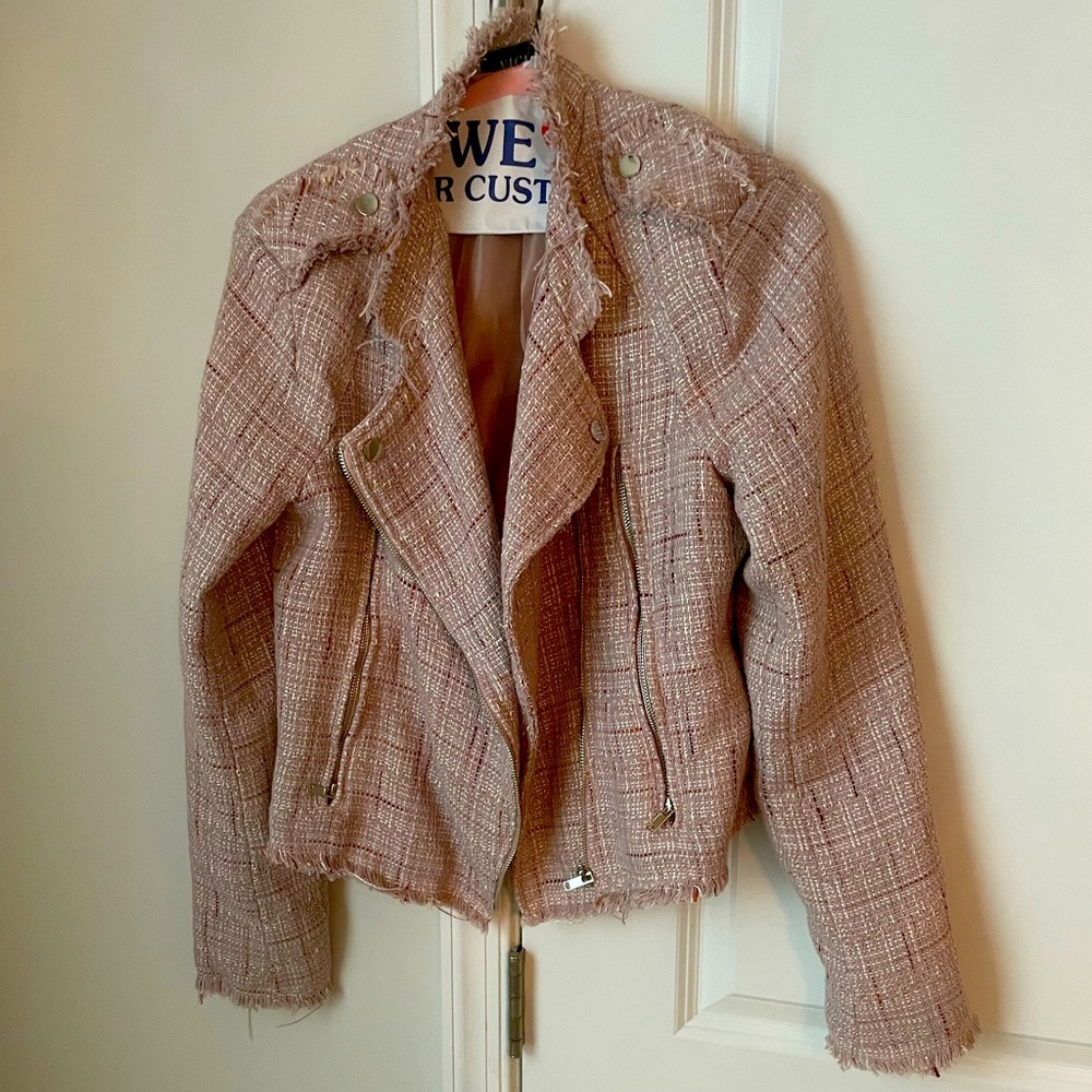 Pink tweed Moto jacket
